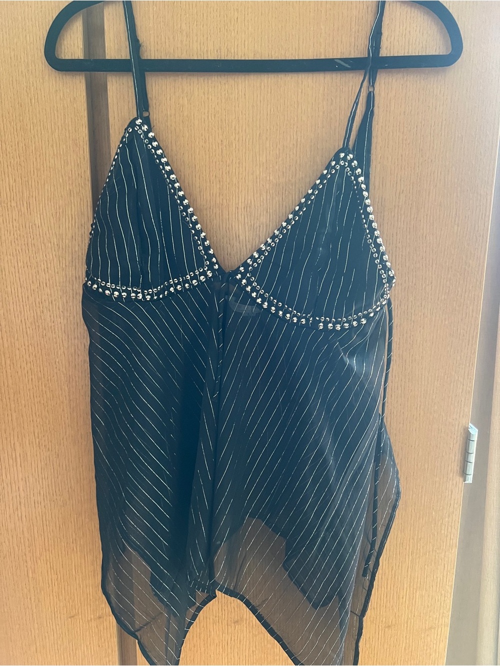 Live 4 Truth Black Sheer Beaded Spaghetti Strap Camisole